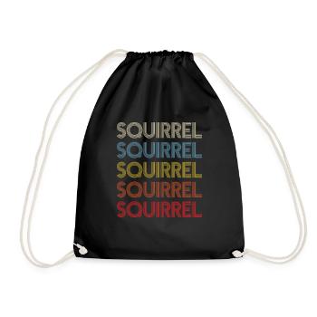 Squirrel Retro Vintage Forest Animal Rodent - Drawstring Bag - black - Front
