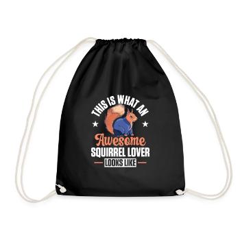 Funny This Is What An Awesome Squirrel Lover Looks - Drawstring Bag - black - Front