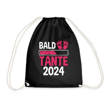 Werdende Tante 2024 - Turnbeutel - Schwarz - Vorne