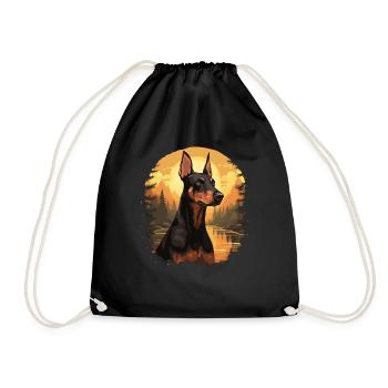 Dog Doberman - Drawstring Bag - black - Front