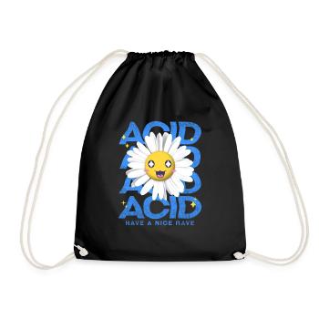 Acid House Flower Techno EDM Party Festival DJ - Drawstring Bag - black - Front
