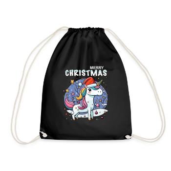 La petite licorne fête Noël sous les étoiles - Sac de sport léger - noir - Devant