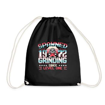 Spawned 1972 Grinding Since Level One Funny Gamer - Drawstring Bag - black - Front