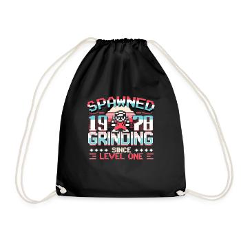 Spawned 1978 Grinding Since Level One Funny Gamer - Drawstring Bag - black - Front