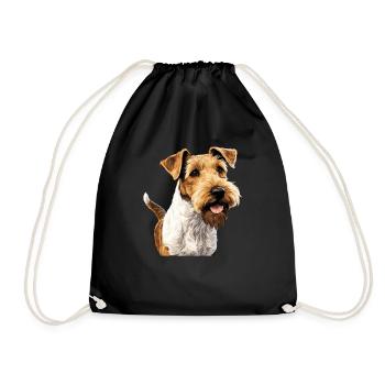 Hund Foxterrier - Turnbeutel - Schwarz - Vorne