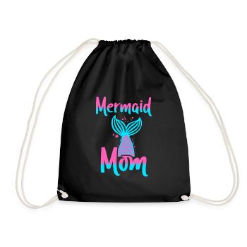 Birthday Party Mermaid Family Matching - Drawstring Bag - black - Front