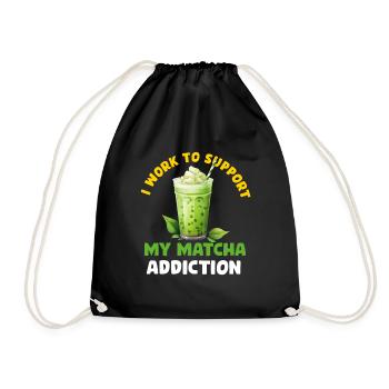 Matcha Tea Latte Lover For Green Tea Funny Matcha - Drawstring Bag - black - Front