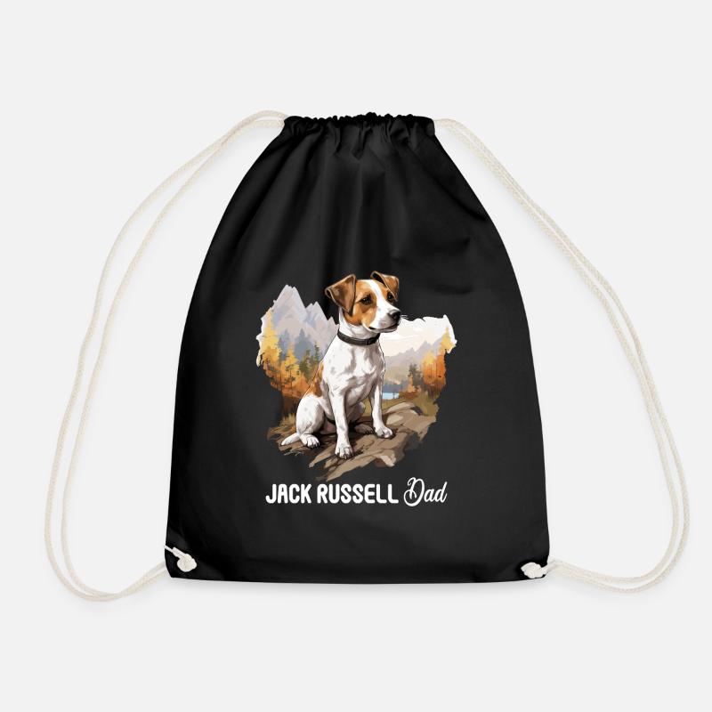 Dog Jack Russell - Drawstring Bag - black