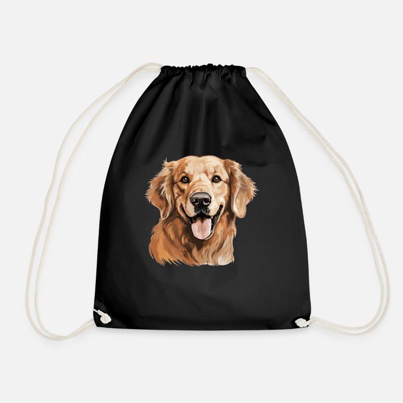 Dog Golden Retriever - Drawstring Bag - black
