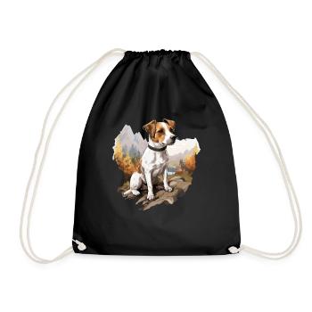 Hund Jack Russell - Turnbeutel - Schwarz - Vorne