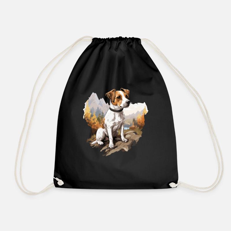 Dog Jack Russell - Drawstring Bag - black