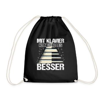 Piano Pianist Mit Klavier klingt alles besser - Turnbeutel - Schwarz - Vorne