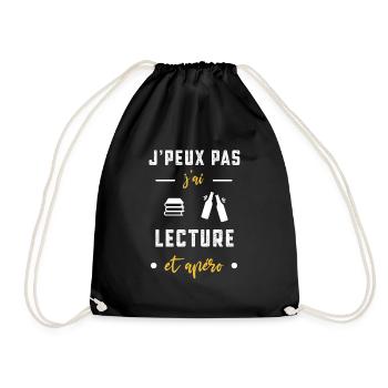 je peux pas j'ai lecture apéro humour - Sac de sport léger - noir - Devant