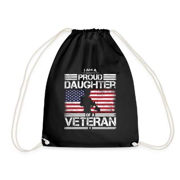 Proud Daughter of A Veteran USA Flag Proud Milita - Drawstring Bag - black - Front