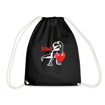 Rawr Dinosaurier Happy Valentine's Day Liebe Herz - Turnbeutel - Schwarz - Vorne