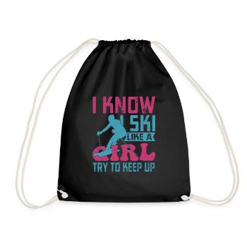 Je sais que je skie comme une fille Essayer de suivre Winterspor - Sac de sport léger - noir - Devant