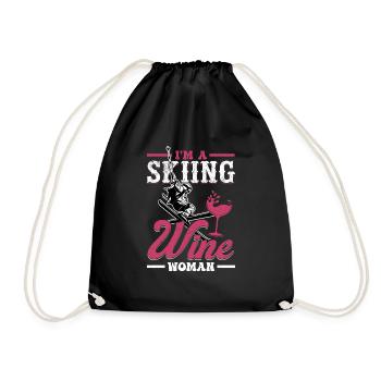 I'm A Skiing and Wine Woman Winter Sports Ski - Drawstring Bag - black - Front