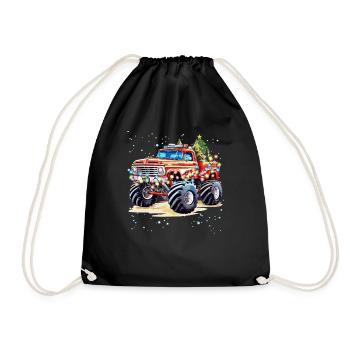 Monster Truck avec sapin de Noël et Li de Noël - Sac de sport léger - noir - Devant
