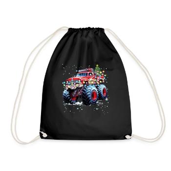 Truck-Liebhaber Weihnachtsdesign, cooler Monstertruck - Turnbeutel - Schwarz - Vorne