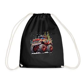 Weihnachtsbeleuchtung Offroad-LKW Weihnachtsthema - Turnbeutel - Schwarz - Vorne