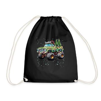 Monster Truck Christmas Cool Graphic Design - Drawstring Bag - black - Front