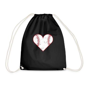 Baseball Heart Valentine's Day Funny Couple Matching - Drawstring Bag - black - Front