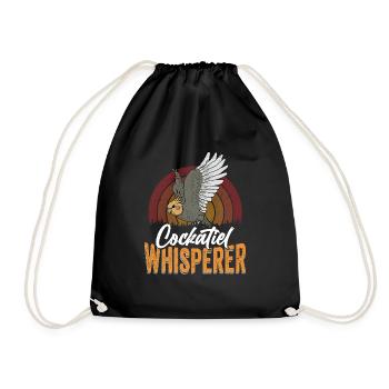 Cockatiel Whisperer Bird Avian Parrot Owner - Drawstring Bag - black - Front