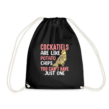 Cockatiels Are Like Potato Chips Bird Avian Parrot - Drawstring Bag - black - Front