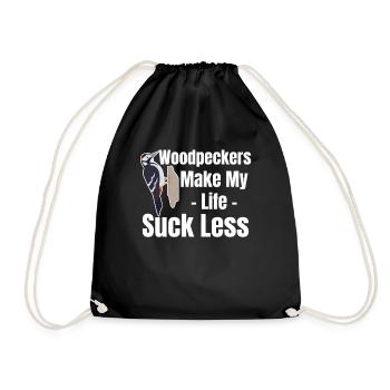Woodpeckers make life less sucking - Drawstring Bag - black - Front