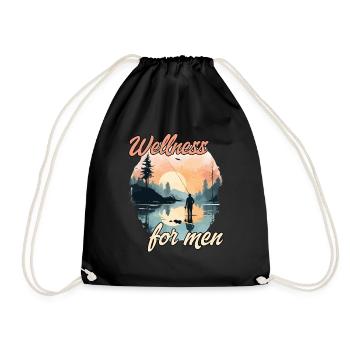 Fishing gift for men fishing trip fisherman - Drawstring Bag - black - Front