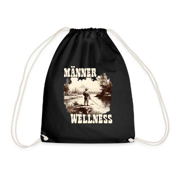 Männer Wellness Angelausflug Angler Geschenk - Turnbeutel - Schwarz - Vorne