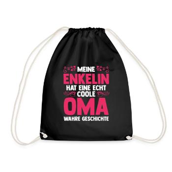 Oma Großmutter Enkelkind Enkelin - Turnbeutel - Schwarz - Vorne