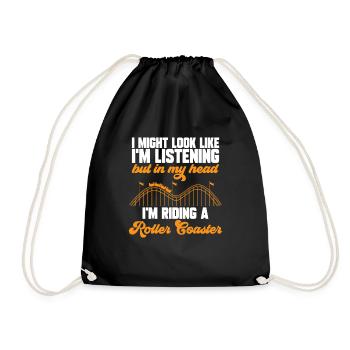 Roller Coaster Roller Coaster Amusement Park - Drawstring Bag - black - Front