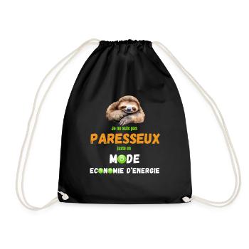 Paresseux Economie Energie Humour Mode Sloth - Sac de sport léger - noir - Devant
