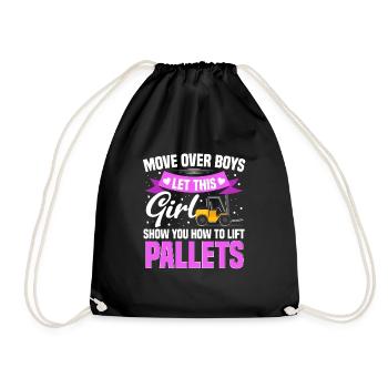 Let This Girl Show How To Lift Pallets Forklift Dr - Drawstring Bag - black - Front