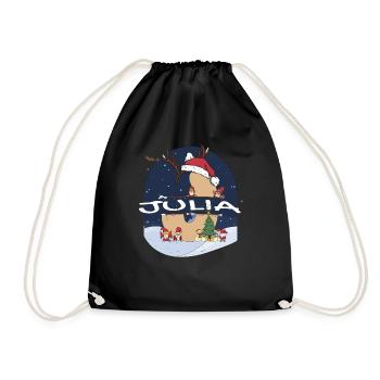 Toller Julia-Name mit Weihnachtsmütze im Weihnachtsthema - Turnbeutel - Schwarz - Vorne