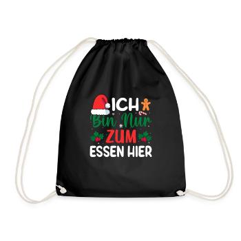 Ich bin nur zum essen hier - Turnbeutel - Schwarz - Vorne