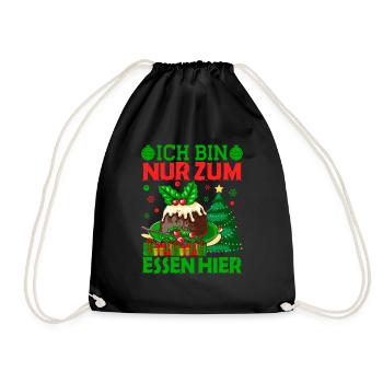 Weihnachten Essen Geschenkidee - Turnbeutel - Schwarz - Vorne