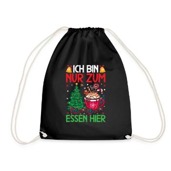 Weihnachten Essen Weihnachtsessen Heiligabend - Turnbeutel - Schwarz - Vorne