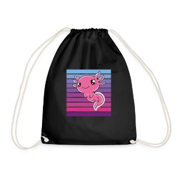 Cute Axolotl Funny Axolotl - Drawstring Bag - black - Front