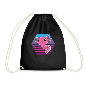 Cute Axolotl Funny Axolotl - Drawstring Bag - black - Front
