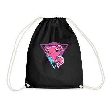 Cute Axolotl Funny Axolotl - Drawstring Bag - black - Front