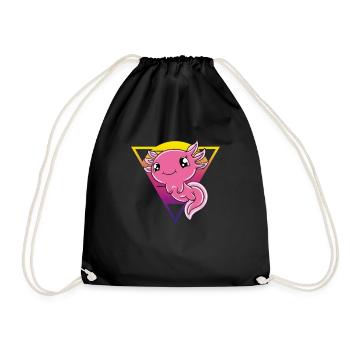Cute Axolotl Funny Axolotl - Drawstring Bag - black - Front