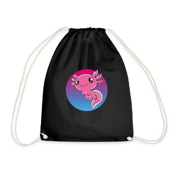 Cute Axolotl Funny Axolotl - Drawstring Bag - black - Front