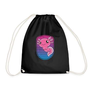Cute Axolotl Funny Axolotl - Drawstring Bag - black - Front