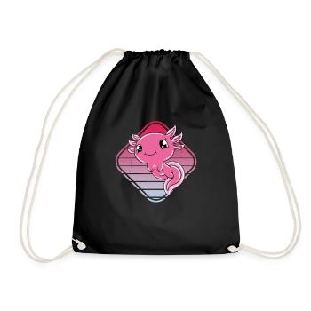 Cute Axolotl Funny Axolotl - Drawstring Bag - black - Front