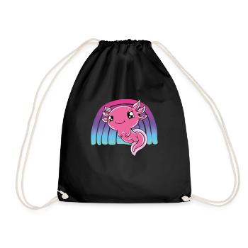 Cute Axolotl Funny Axolotl - Drawstring Bag - black - Front