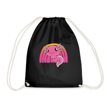 Cute Axolotl Funny Axolotl - Drawstring Bag - black - Front