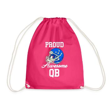 Proud Awesome Qb Quarterback Soccer Kickoff - Drawstring Bag - fuchsia - Front