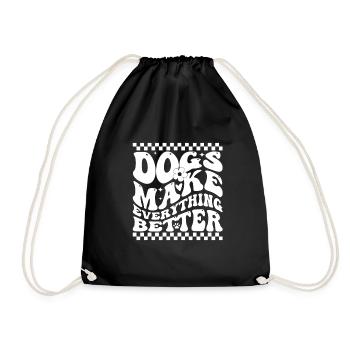 Dogs Make Everything Better - Drawstring Bag - black - Front